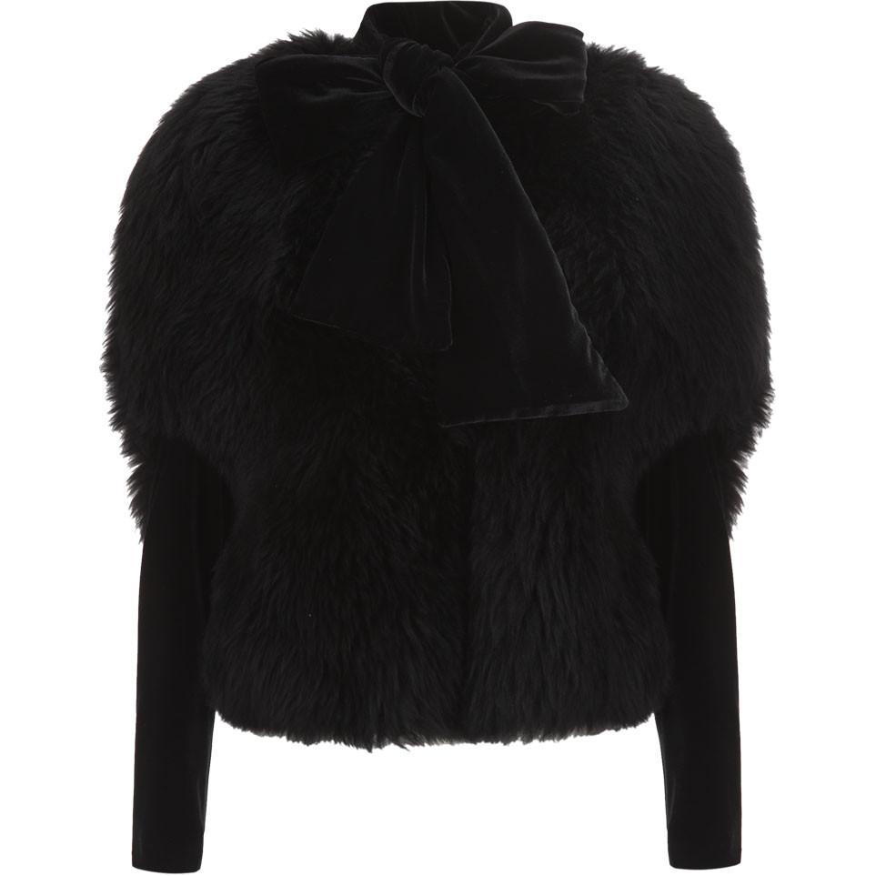 

EMPORIO ARMANI Бархатное пальто Women's Black, Black