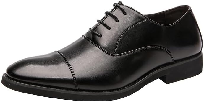 

Мужские классические оксфорды Santimon с цельной отделкой, закрытым носком, повседневные и деловые кожаные туфли для офиса, черный