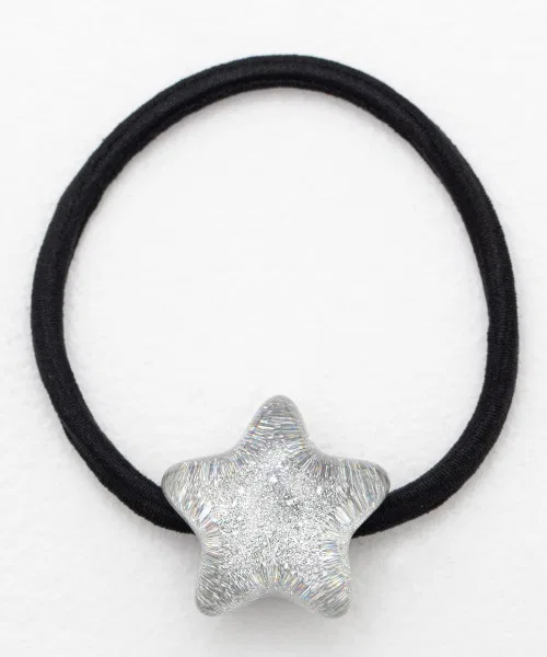 Заколка-резинка для волос Star Motif Marble, kirakiraShop, серебристый