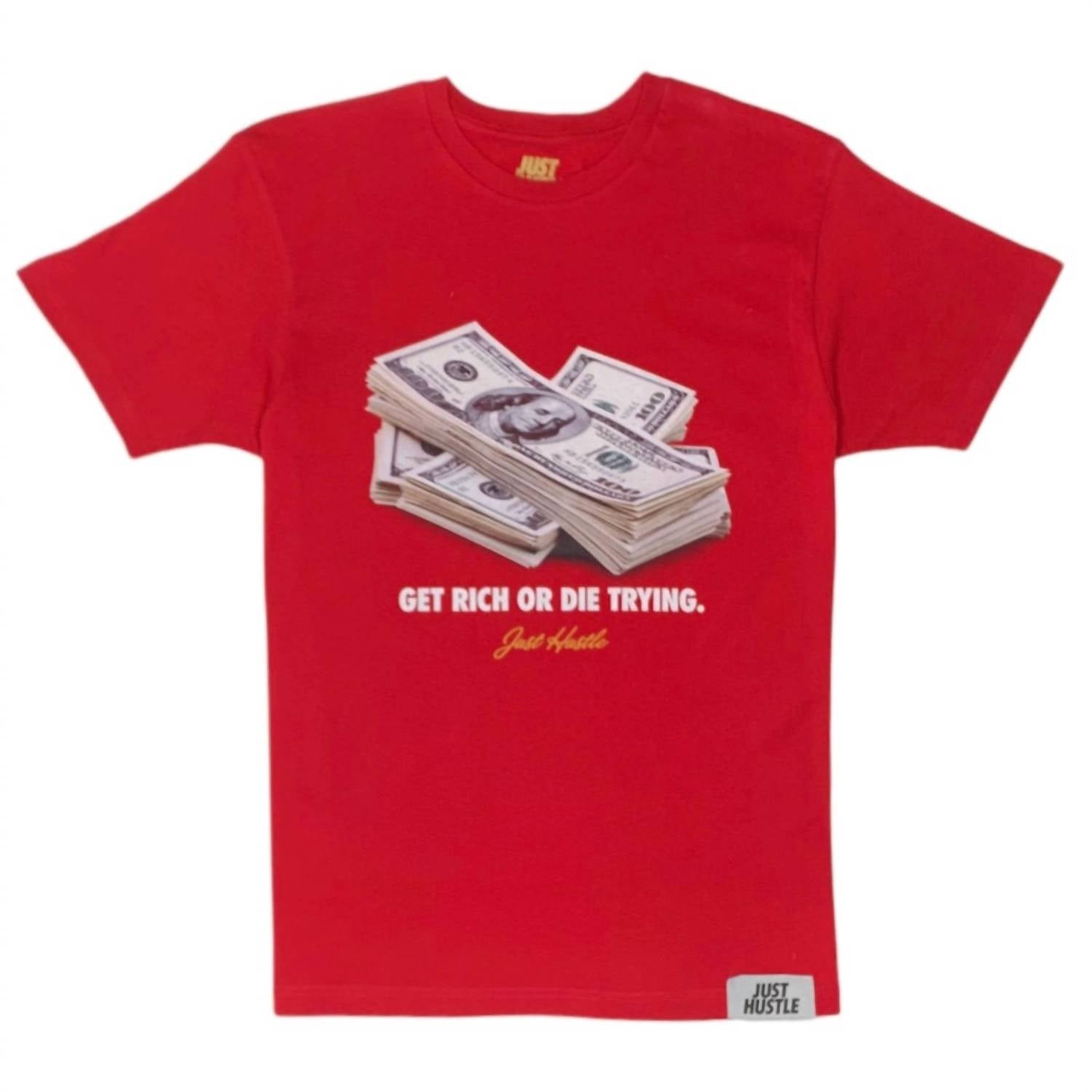 

Мужской топ Get Rich Trying в красном цвете Just Hustle
