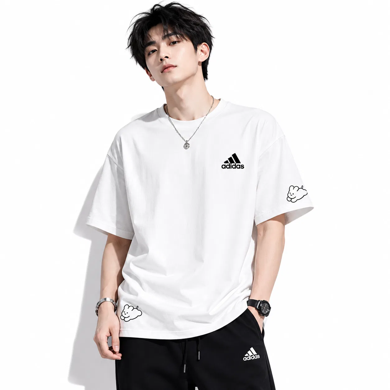 Футболка MUST HAVES с принтом Adidas белая — фото 4