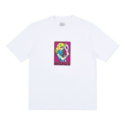 

Футболка PALACE Mangal T-Shirt White Cartoon Printing Short Sleeve Unisex, белый