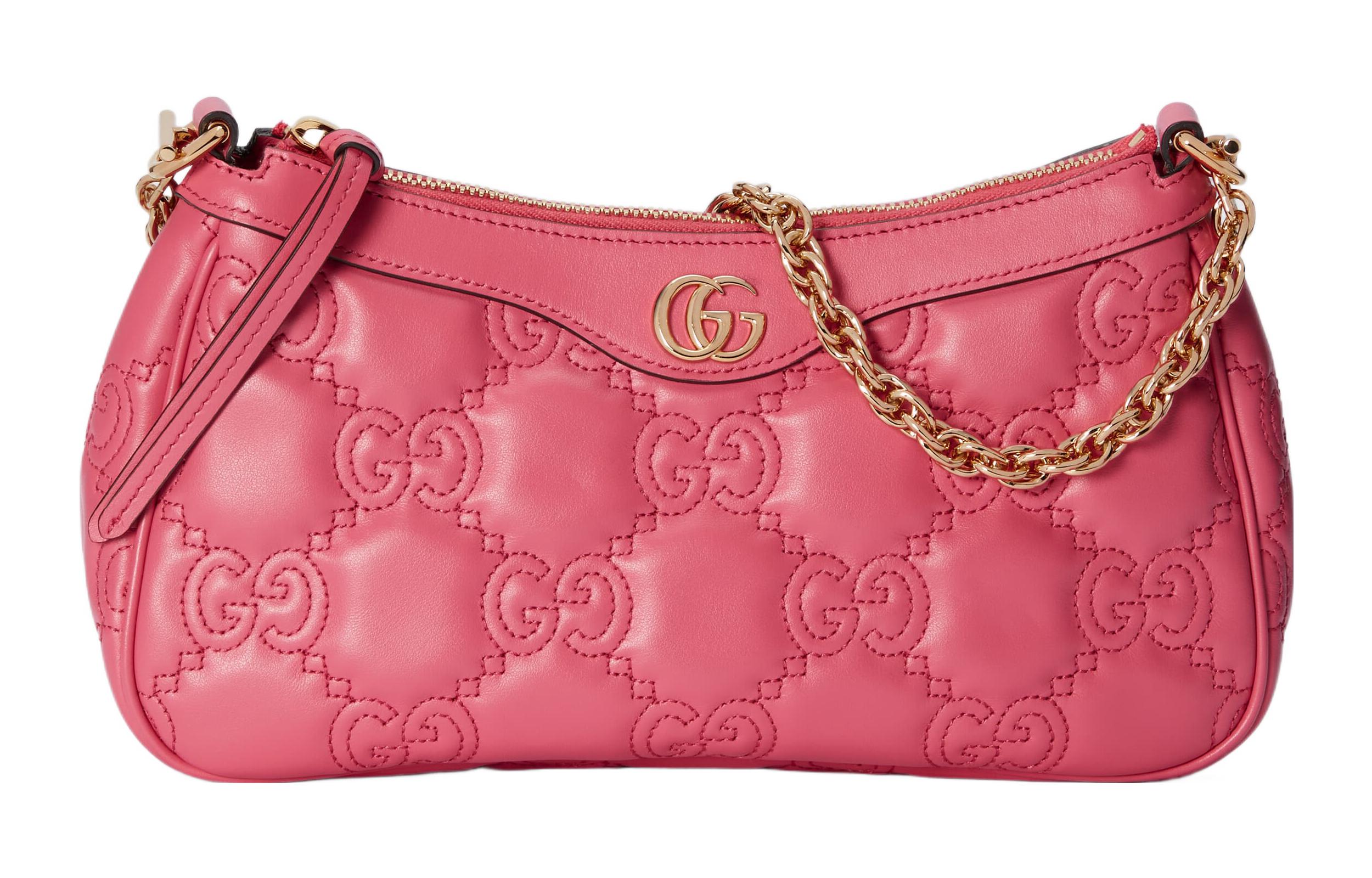 

GUCCI Сумка-конверт GG Matelassé из кожи, розовая