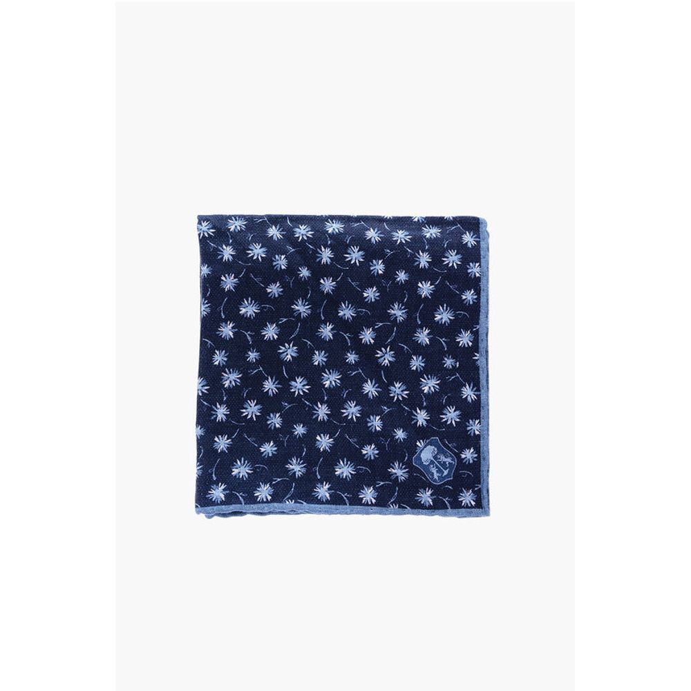 

Льняной платок-нагрудник с цветочным узором Corneliani, синий