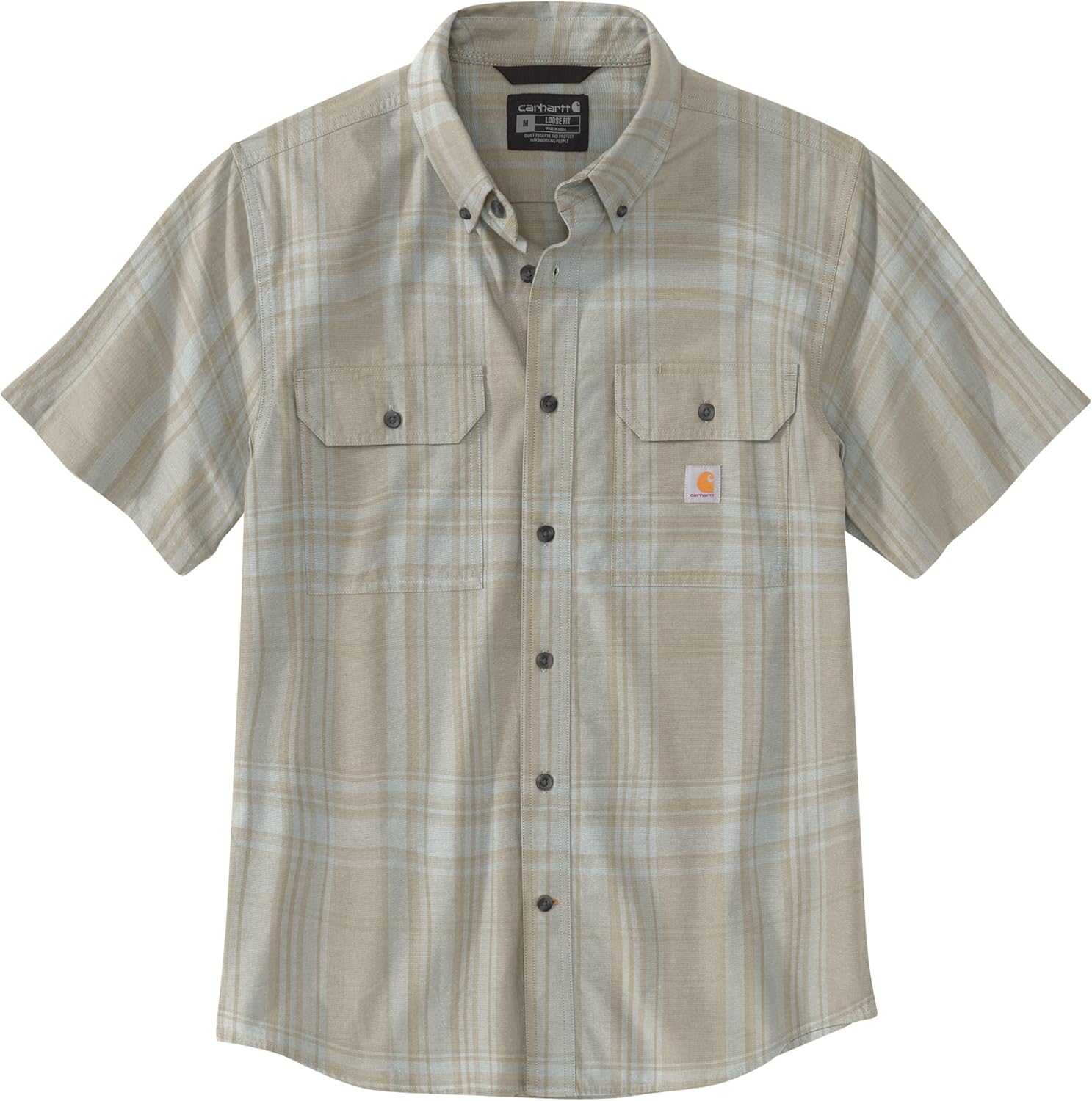 

Carhartt Мужская 106746 Свободного кроя Средней плотности Короткий рукав Клетчатая рубашка, Chalk