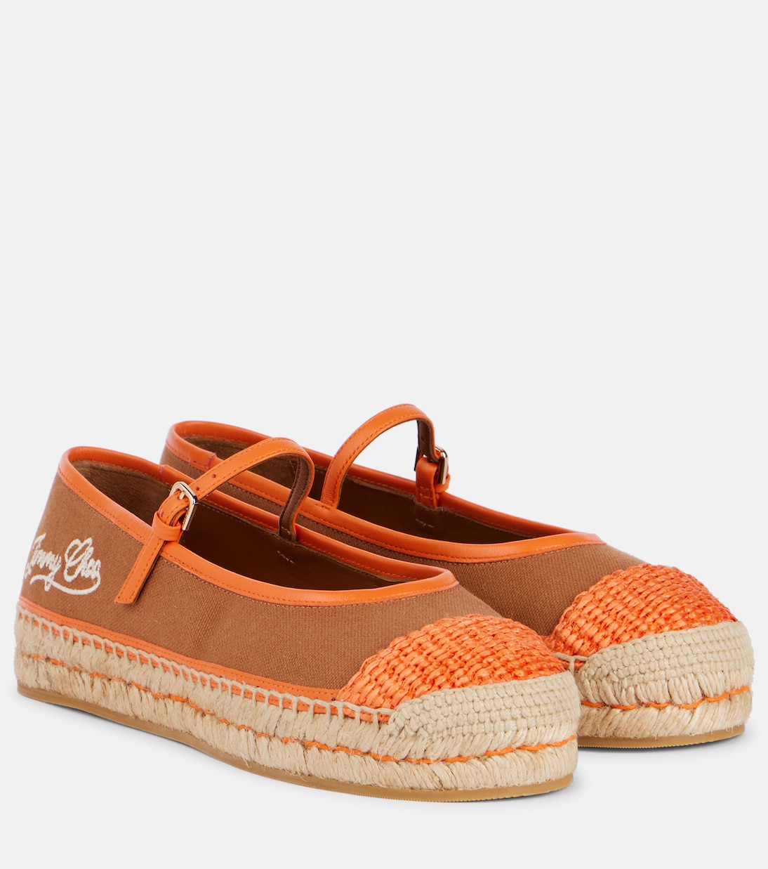 Эспадрильи Aciel из холста с кожаной отделкой Jimmy Choo, Mandarin Mix