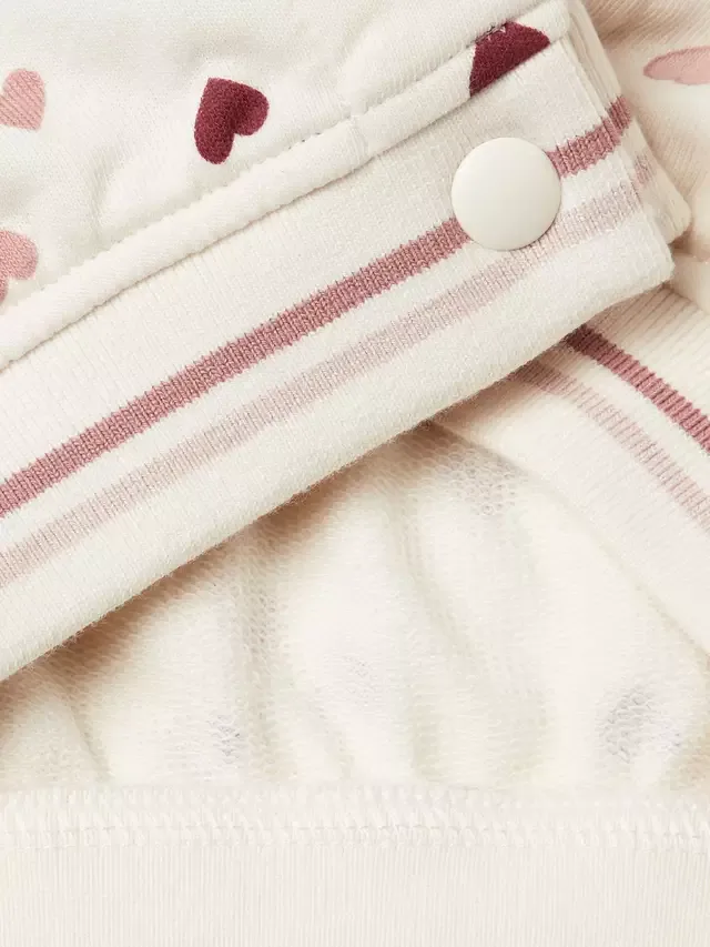 Детская флисовая кофта с сердечками из хлопковой смеси Benetton — фото 3