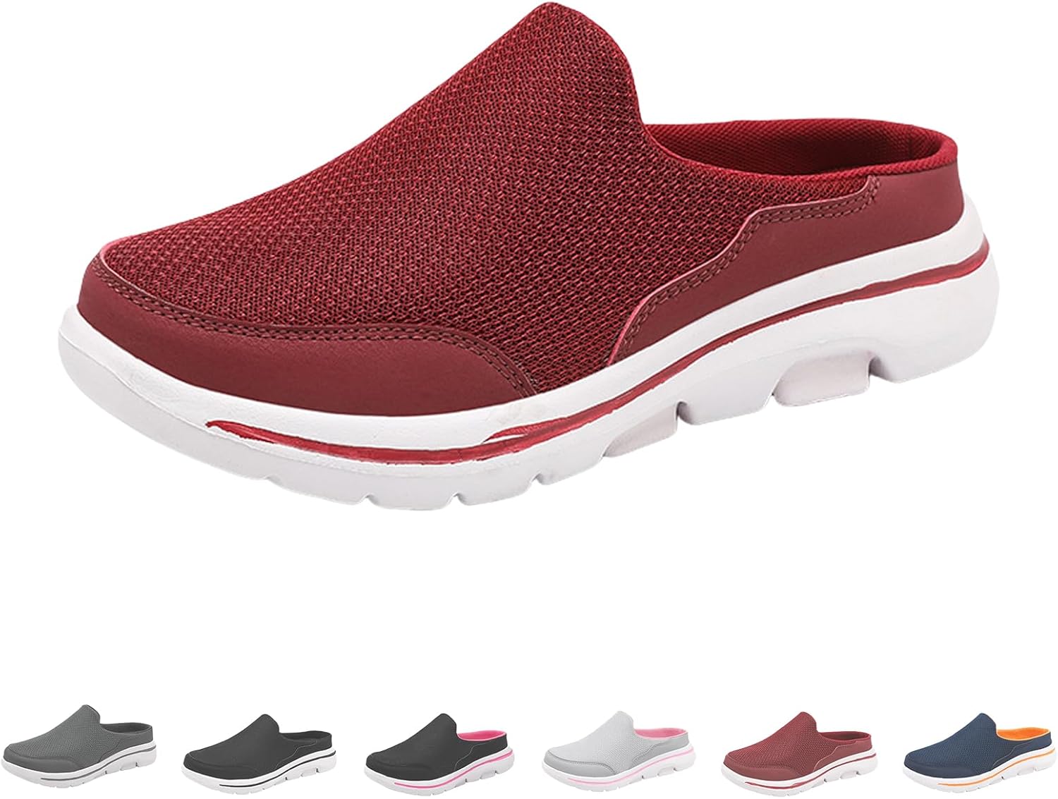 

Женские слипоны и сабо, удобная обувь для ходьбы, дышащие тапочки с закрытым носком, мужские легкие туфли с открытой пяткой Generic, красный