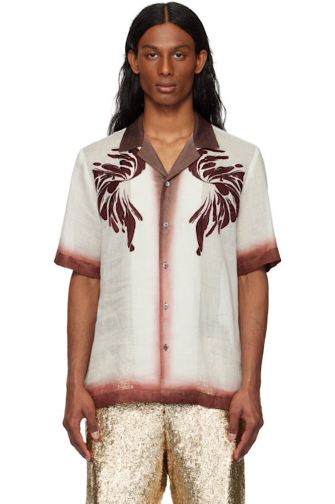 

Рубашка с вышивкой в ​​оттенках белого и бордового Dries Van Noten