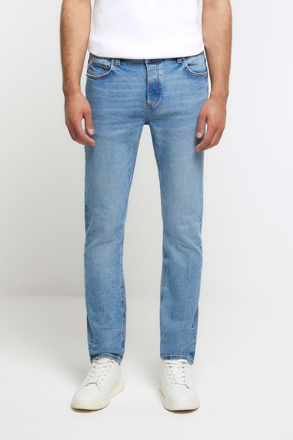 

Голубые джинсы узкого кроя River Island, синий