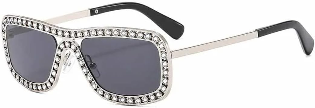 

Модные женские солнцезащитные очки в металлической прямоугольной оправе со стразами, стильные мужские очки для путешествий, с защитой от УФ-излучения UV400 TVTBBVV, Silver Gray