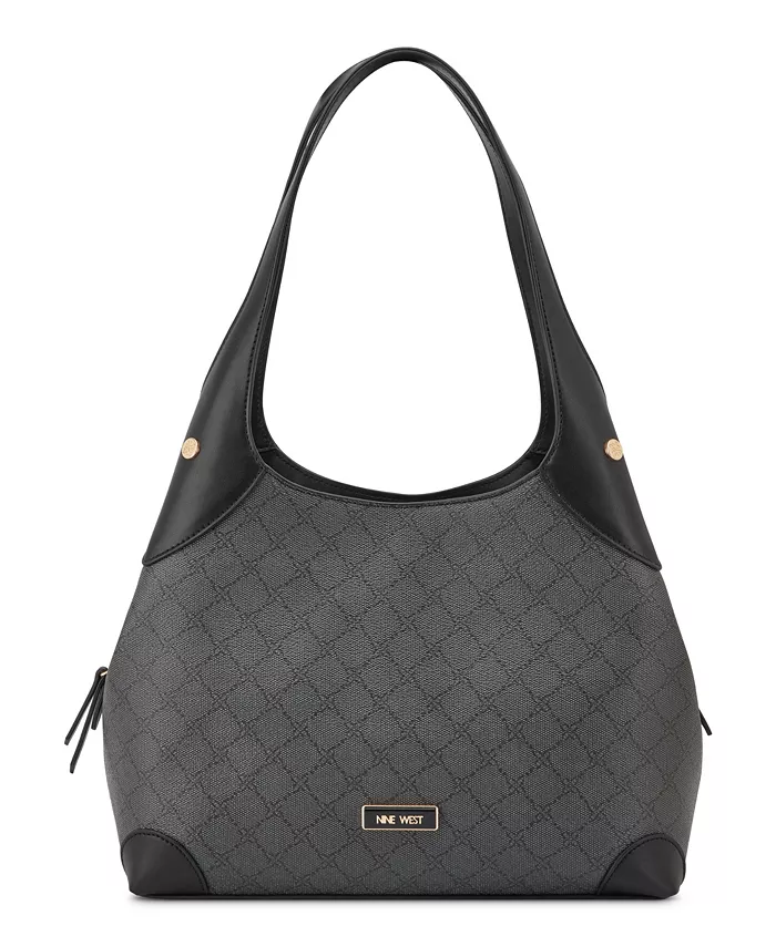 

Eamon Трехсекционная большая наплечная сумка Nine West, черный