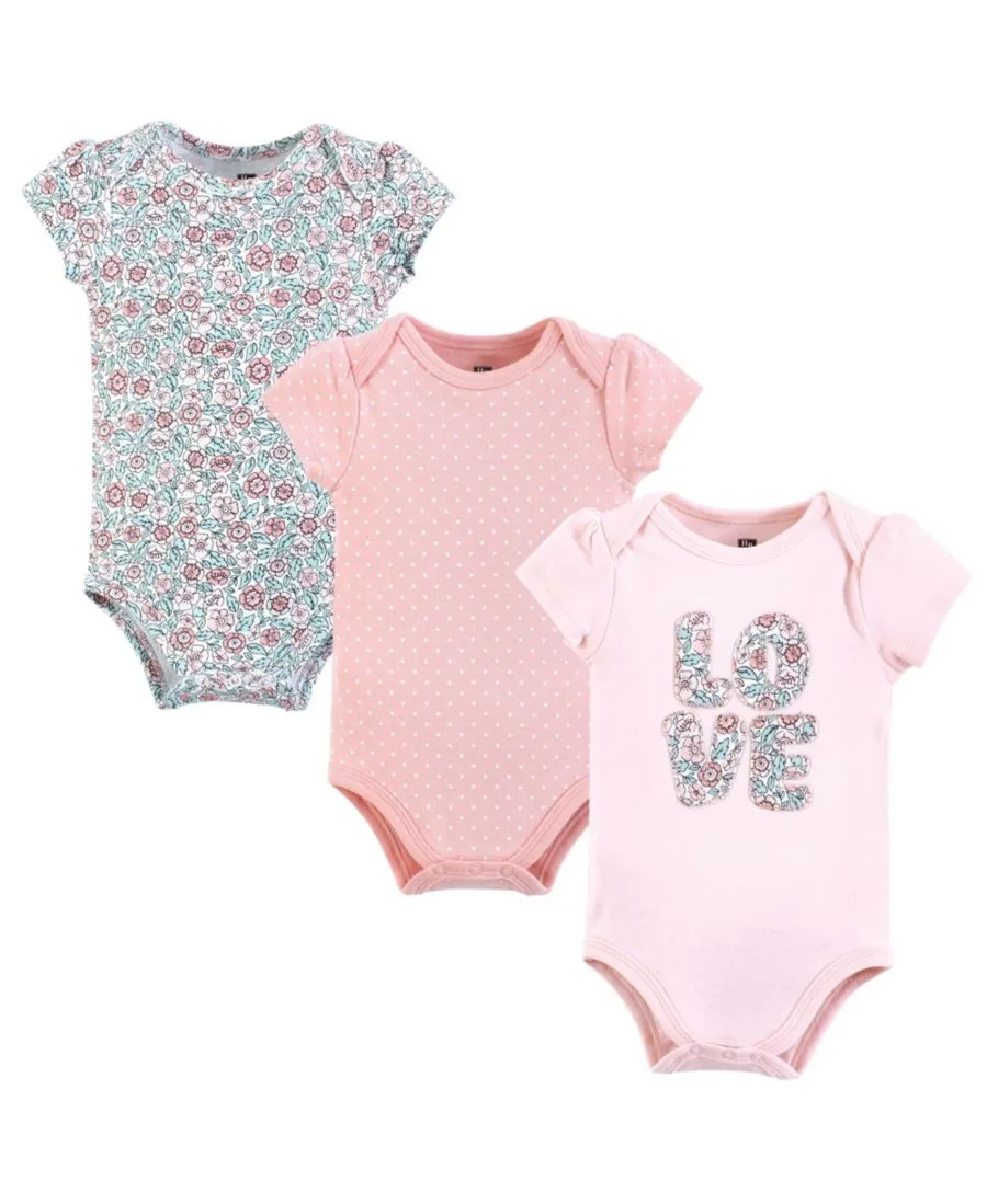Комплект из 3 мягких хлопковых боди на каждый день Hudson Baby, Love Floral