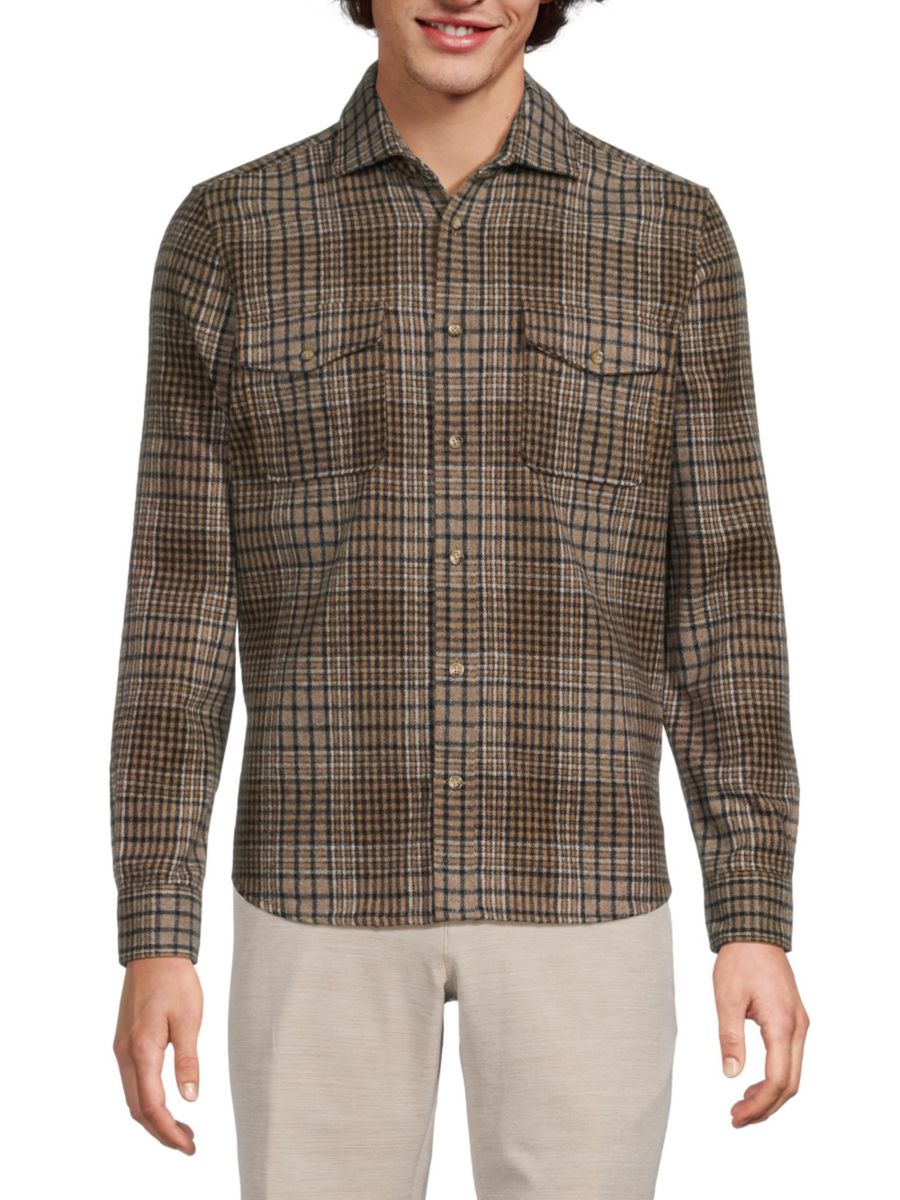 

Рубашка на пуговицах в клетку классического кроя Reiss, цвет Camel Blue