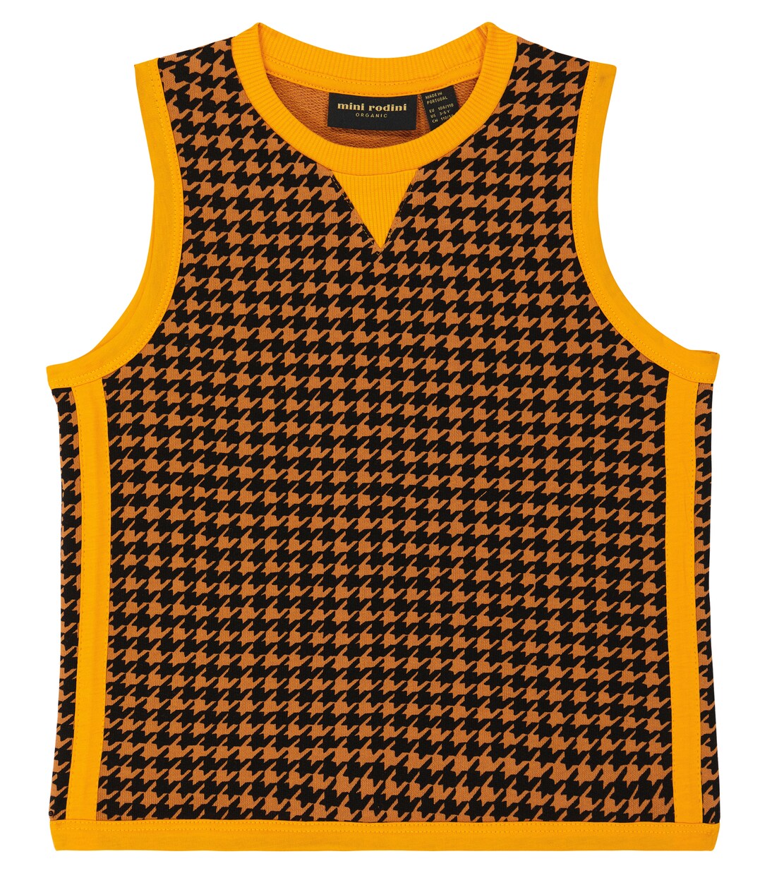 

Майка из хлопка с узором гусиная лапка Mini Rodini, коричневый