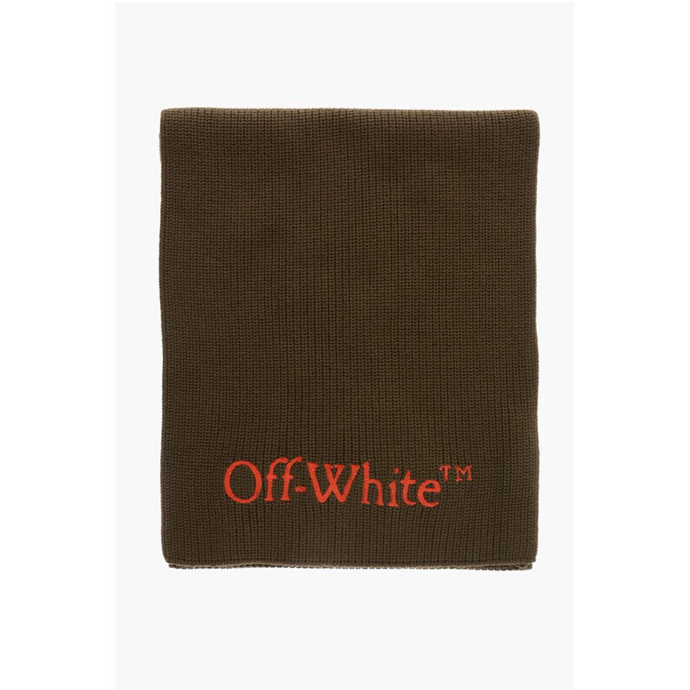 

Шарф из натуральной шерсти с контрастной вышивкой логотипа Off-White, Army