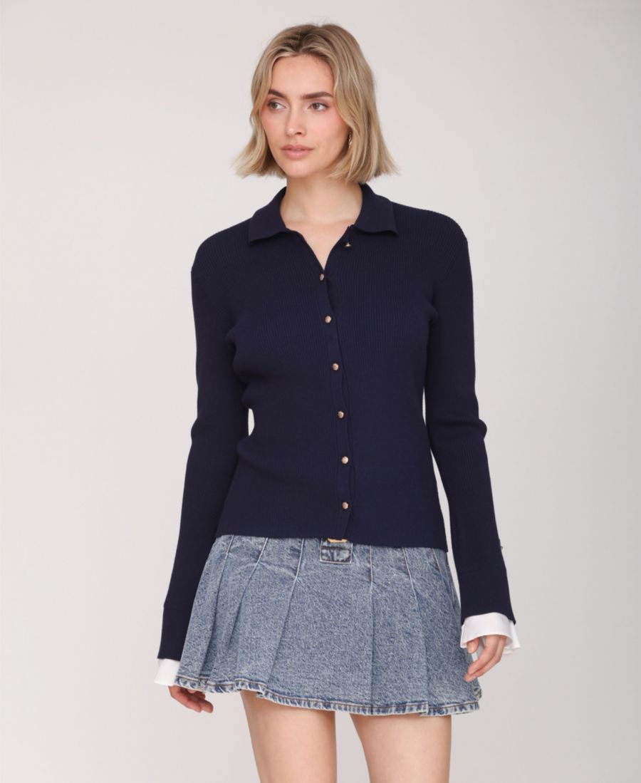 

Женский кардиган с широким воротником и манжетами Avec Les Filles, Navy