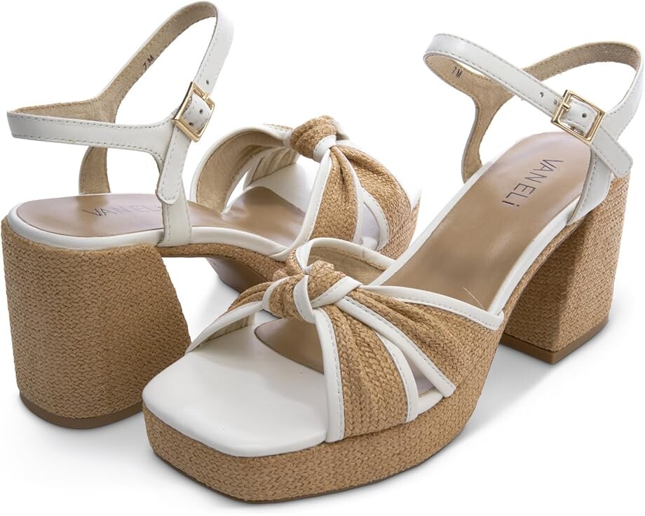 

Туфли Vaneli Mina, цвет White Nappa/Nat Raffia