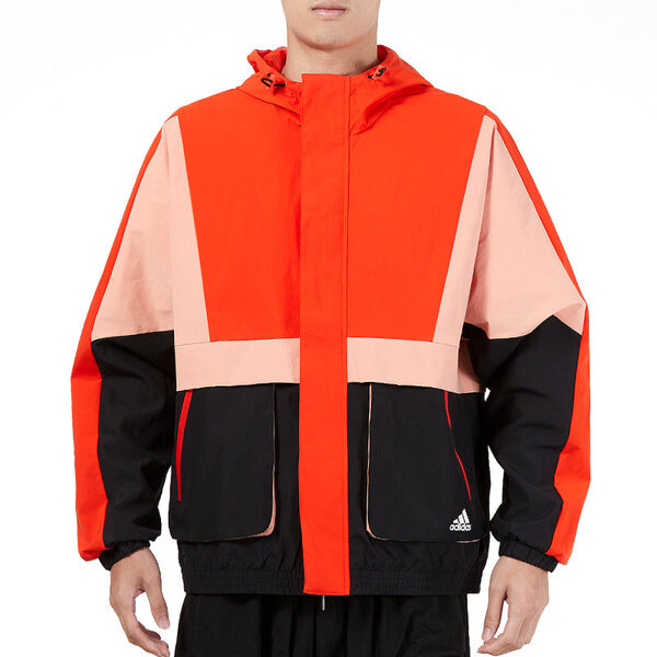 Куртка adidas Loose Logo Casual Contrasting Colors Woven Windproof Hooded Jacket Orange, оранжевый — фото 3