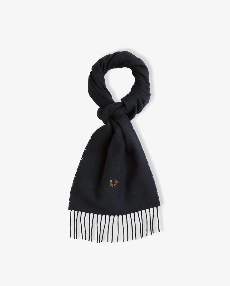 

Мужской шарф темно-синего цвета с бахромой Fred Perry, тёмно-синий