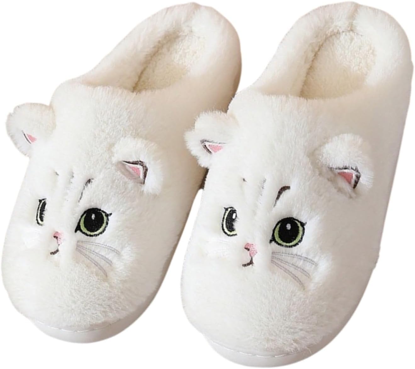 

Домашние тапочки с кошками для женщин и мужчин, зимние, для дома и улицы, плюшевые, пушистые, уютные, с теплой подошвой из пены с эффектом памяти, для спальни, сада, дома, для пары Wiretran, белый