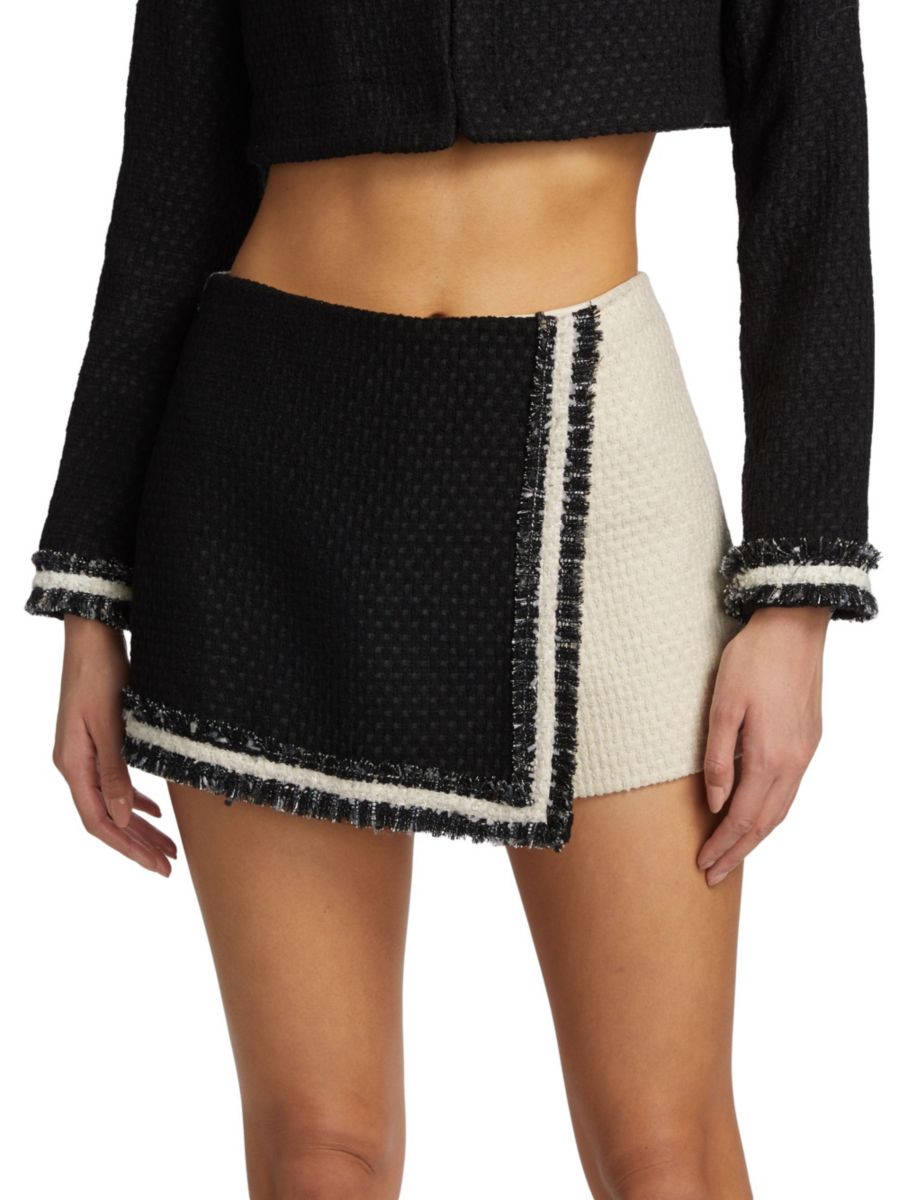 

Двухцветная мини-юбка Darma Crossover Alice + Olivia, цвет Black Off White