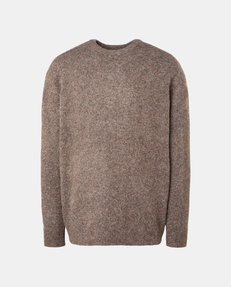 

Мужской джемпер с круглым вырезом из альпаки Green Coast, коричневый