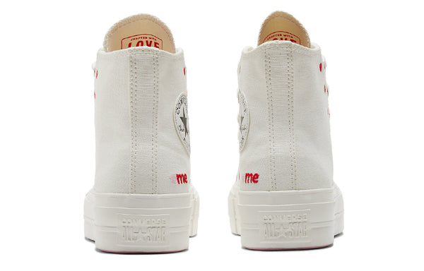 Кроссовки chuck taylor all star lift platform high 'embroidered hearts - white' Converse, белый — фото 4