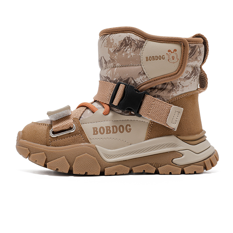 

Устойчивые к истиранию термозащитные детские зимние ботинки для детей BOBDOG, бежевый/коричневый/оранжевый