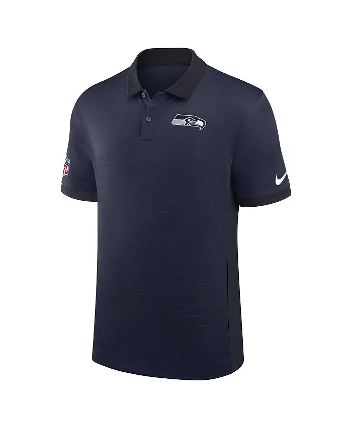 Мужская поло Seattle Seahawks College Navy в полоску Victory с технологией Performance для игрового дня Nike — фото 2
