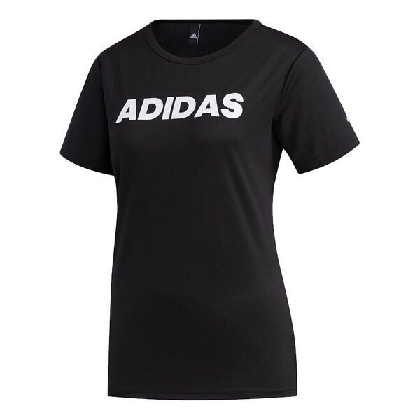 

Футболка adidas W Mh Cap Lin T Contrasting Colors Alphabet Printing Sports Short Sleeve Black, черный