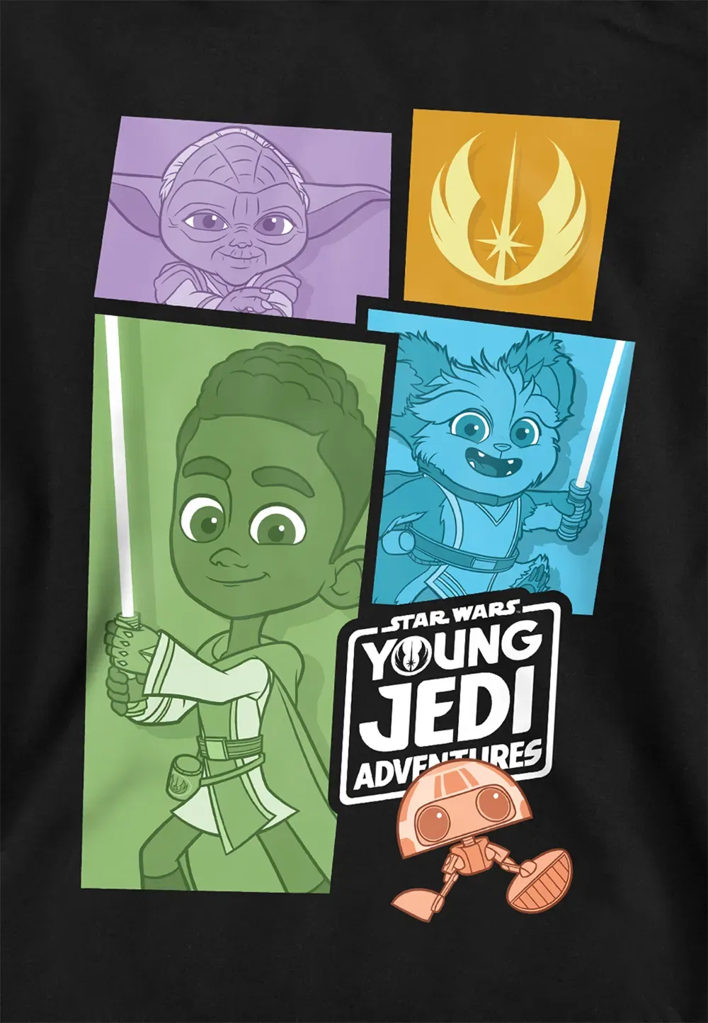 Детская худи Star Wars Young Jedi Adventure Blocks, Disney, черный — фото 2