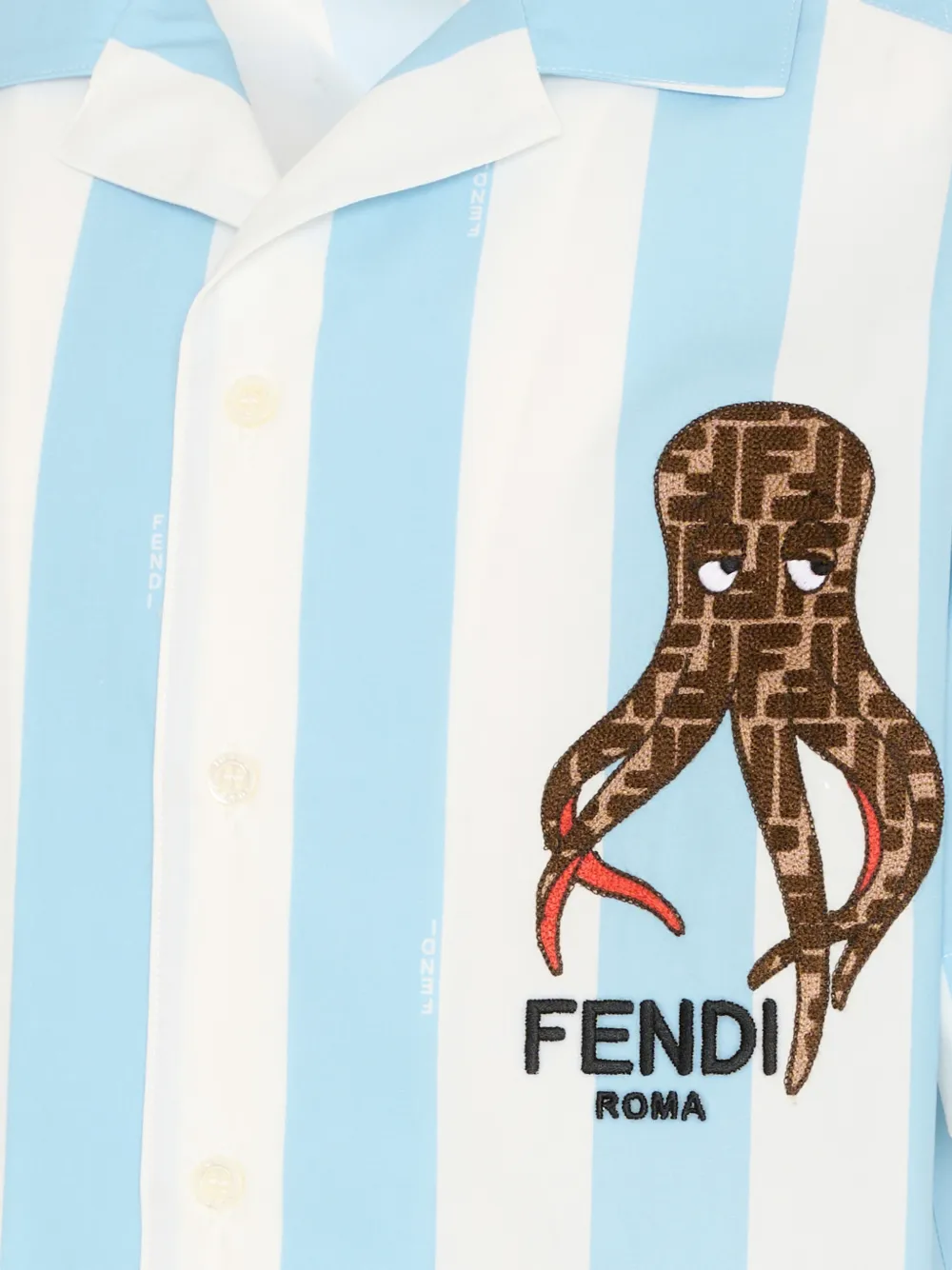 Рубашка в полоску с короткими рукавами Fendi Kids, белый — фото 3