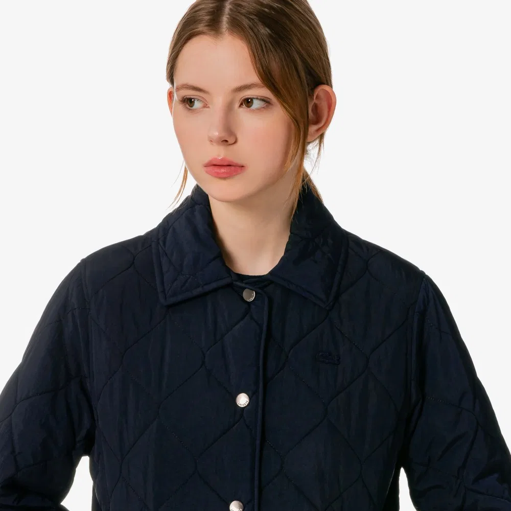 Пуховик Lacoste стёганый с узором, тёмно-синий — фото 2