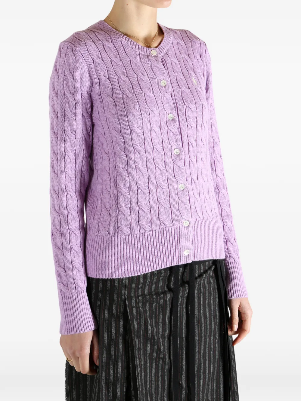 Кардиган фактурной вязки Polo Ralph Lauren, фиолетовый — фото 3