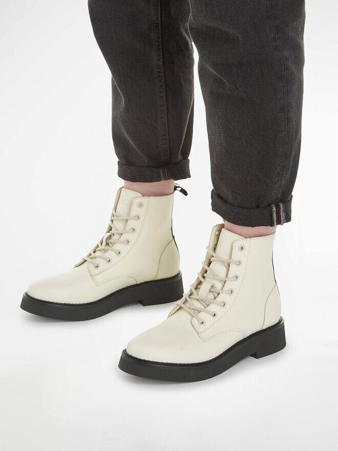 Ботинки на плоской подошве Tjw Lace Up Flat Boot Tommy Jeans, экрю — фото 4
