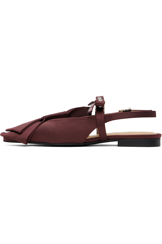 Большие бантики на ремешке балетки Ganni, цвет dark burgundy — фото 3