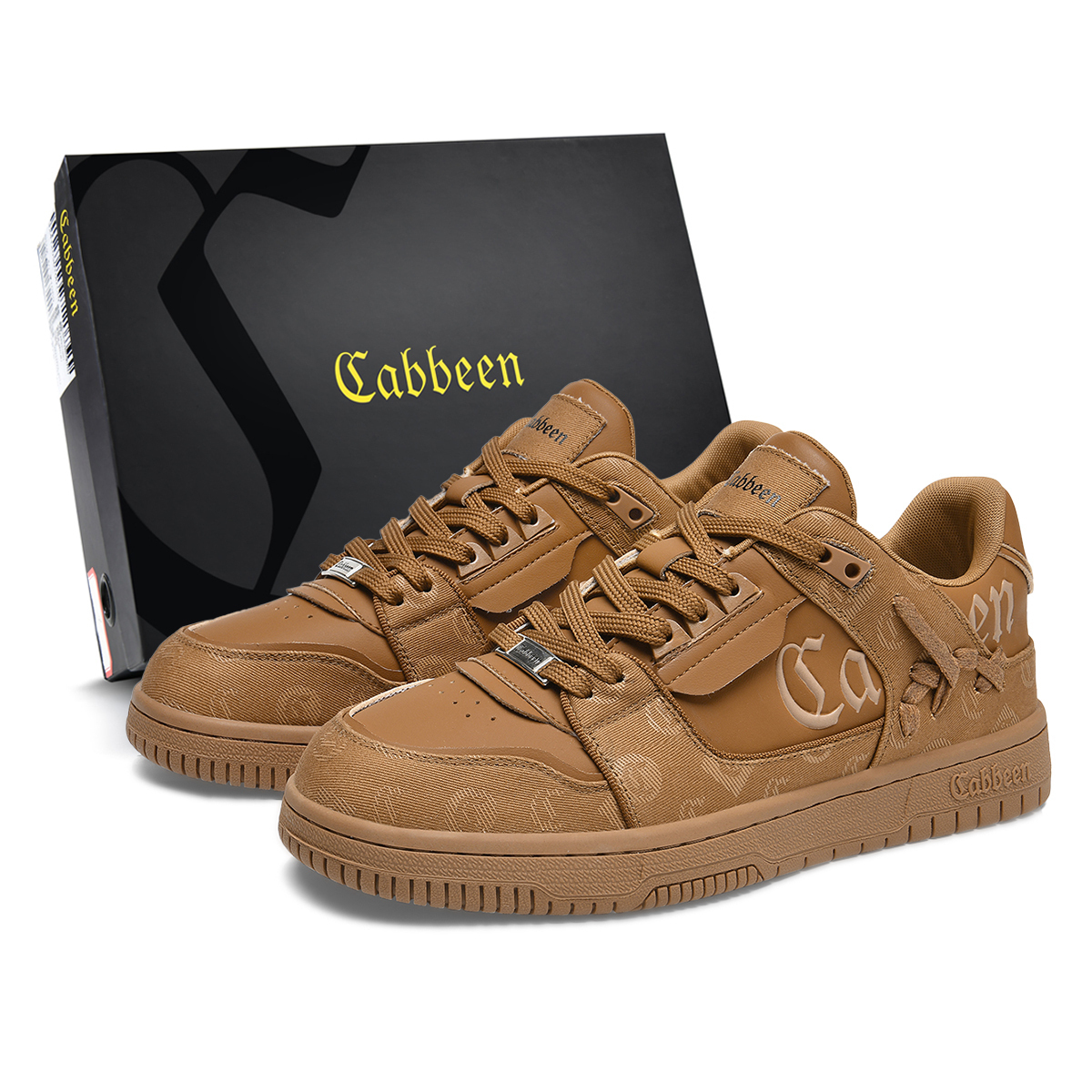 

Низкие скейтбордистские кроссовки с узором «пейсли» (унисекс, для пар) Cabbeen, хаки (gift box set)