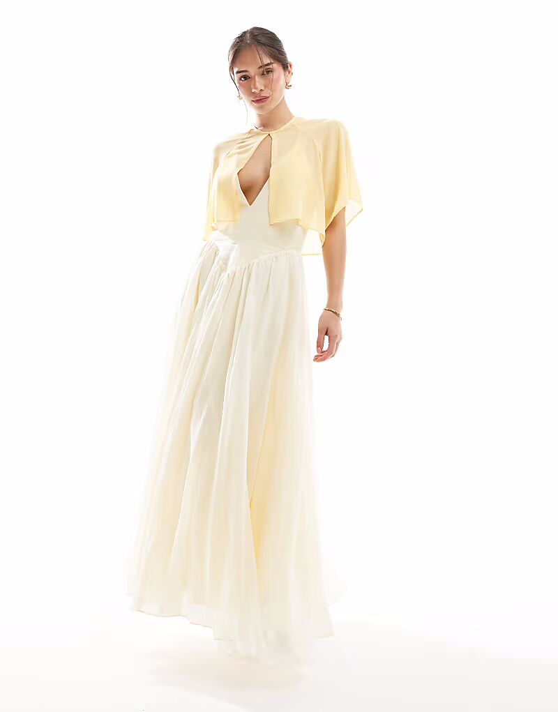 

Платье TFNC - Bridesmaids - Mini-Cape aus Chiffon in Zitronengelb
