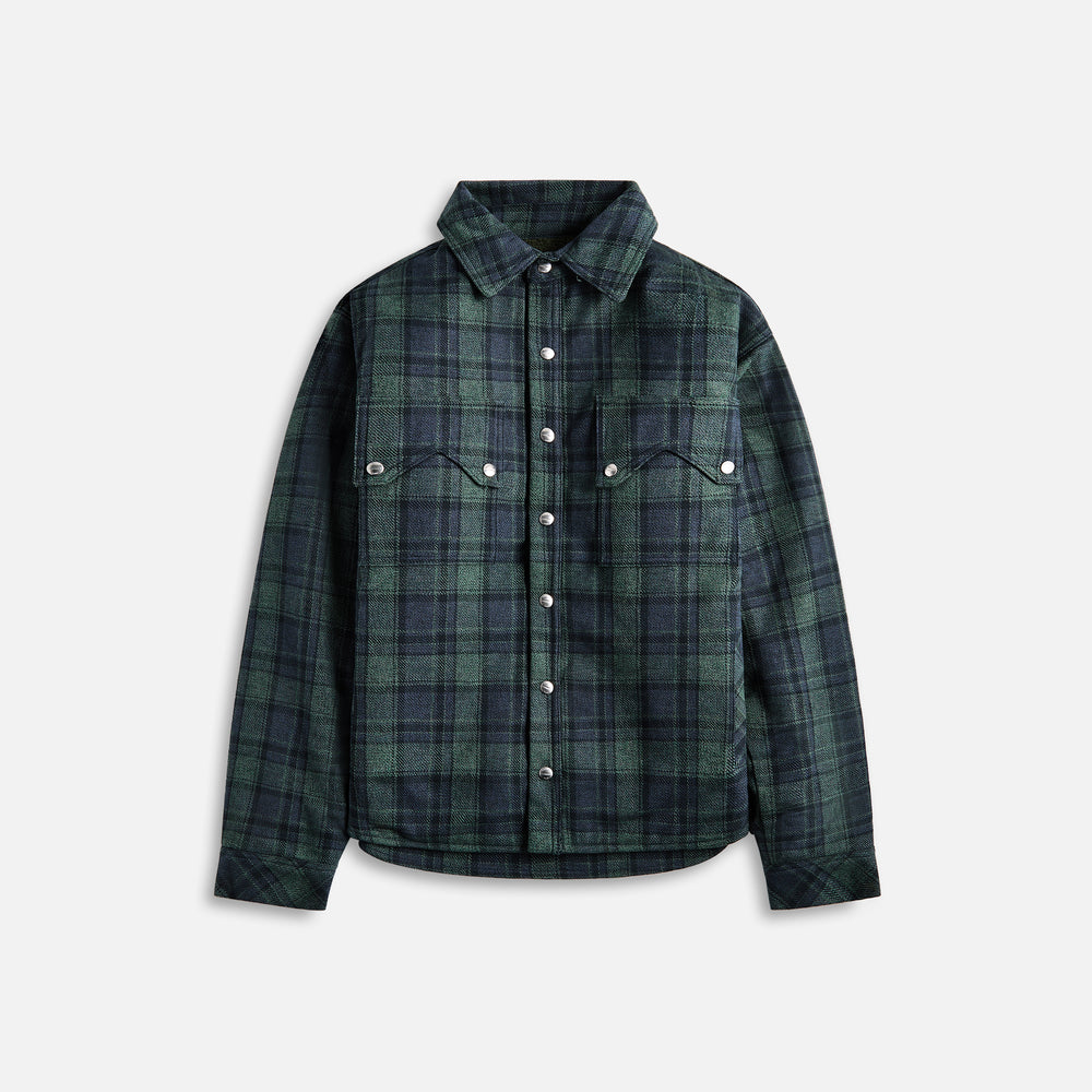 

Рубашка Rhude Flannel Sherpa Overshirt, цвет Green/Navy