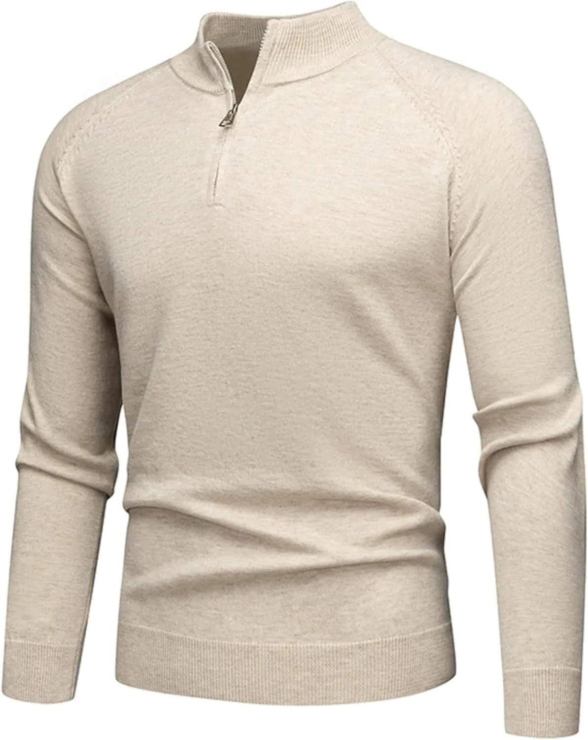 

Мужской свитер с воротником-стойкой и молнией на четверть, рифленый, легкий, зимний