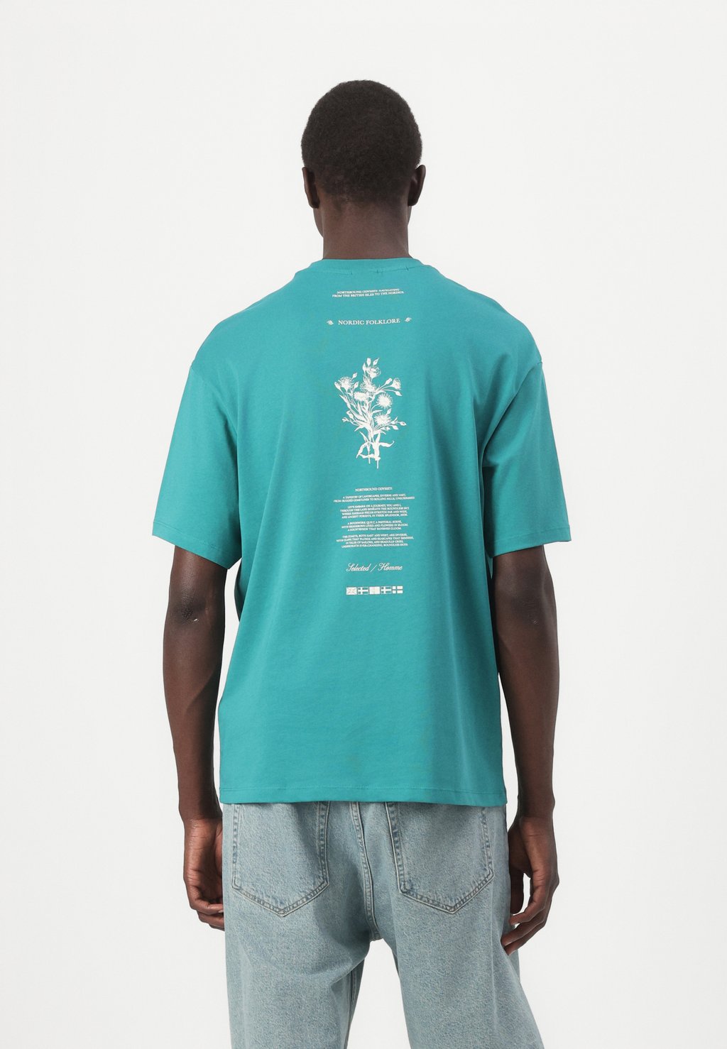 

Футболка с принтом SLHLOOSEALP O NECK TEE Selected Homme, зеленый