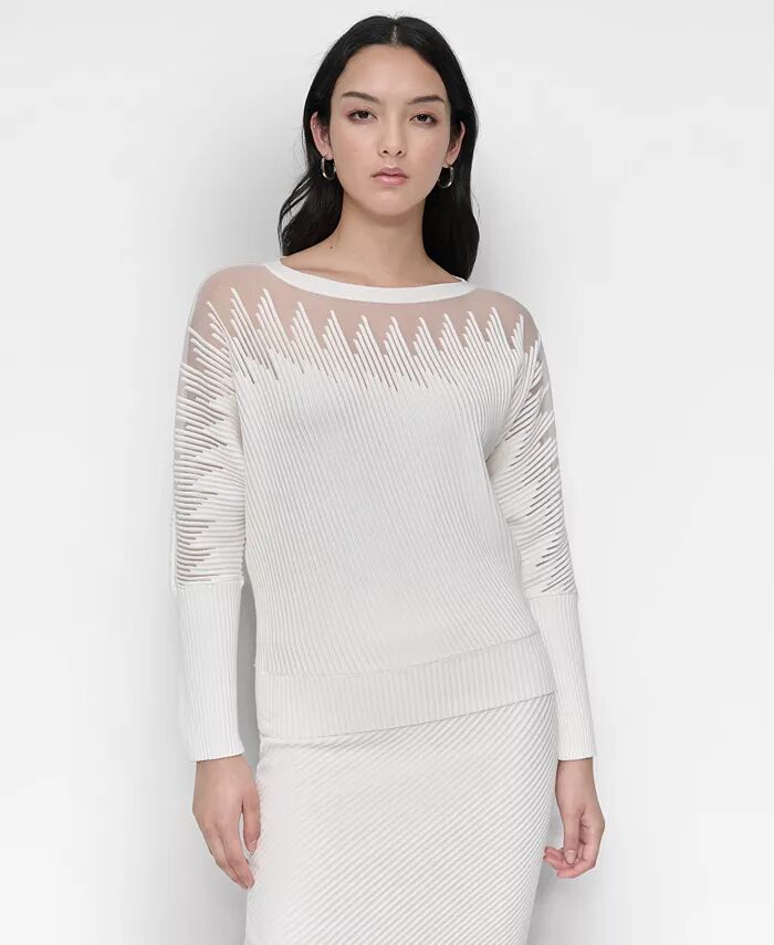 

Женский трикотажный топ в рубчик DKNY, слоновая кость/кремовый