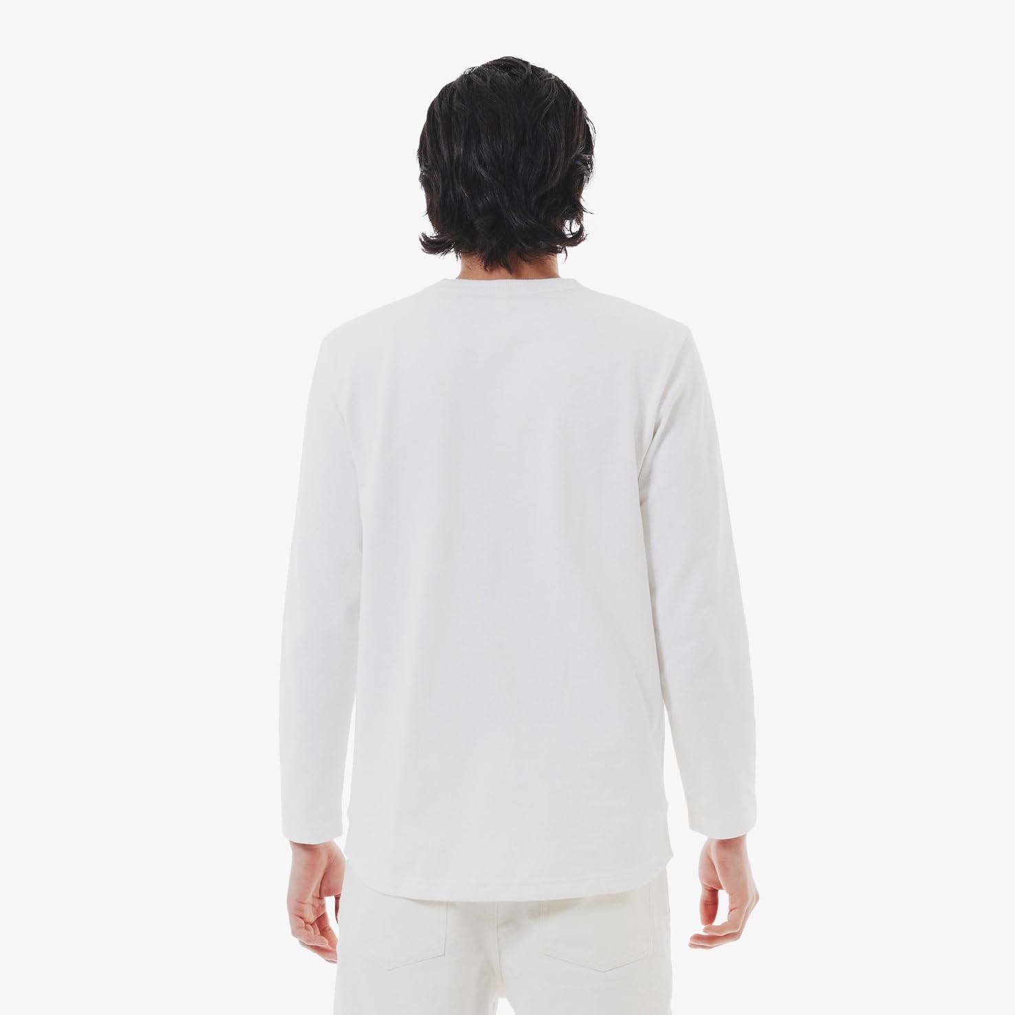 Мужская классическая футболка с длинным рукавом и объемным пике от LACOSTE (Официальная версия), белый — фото 2