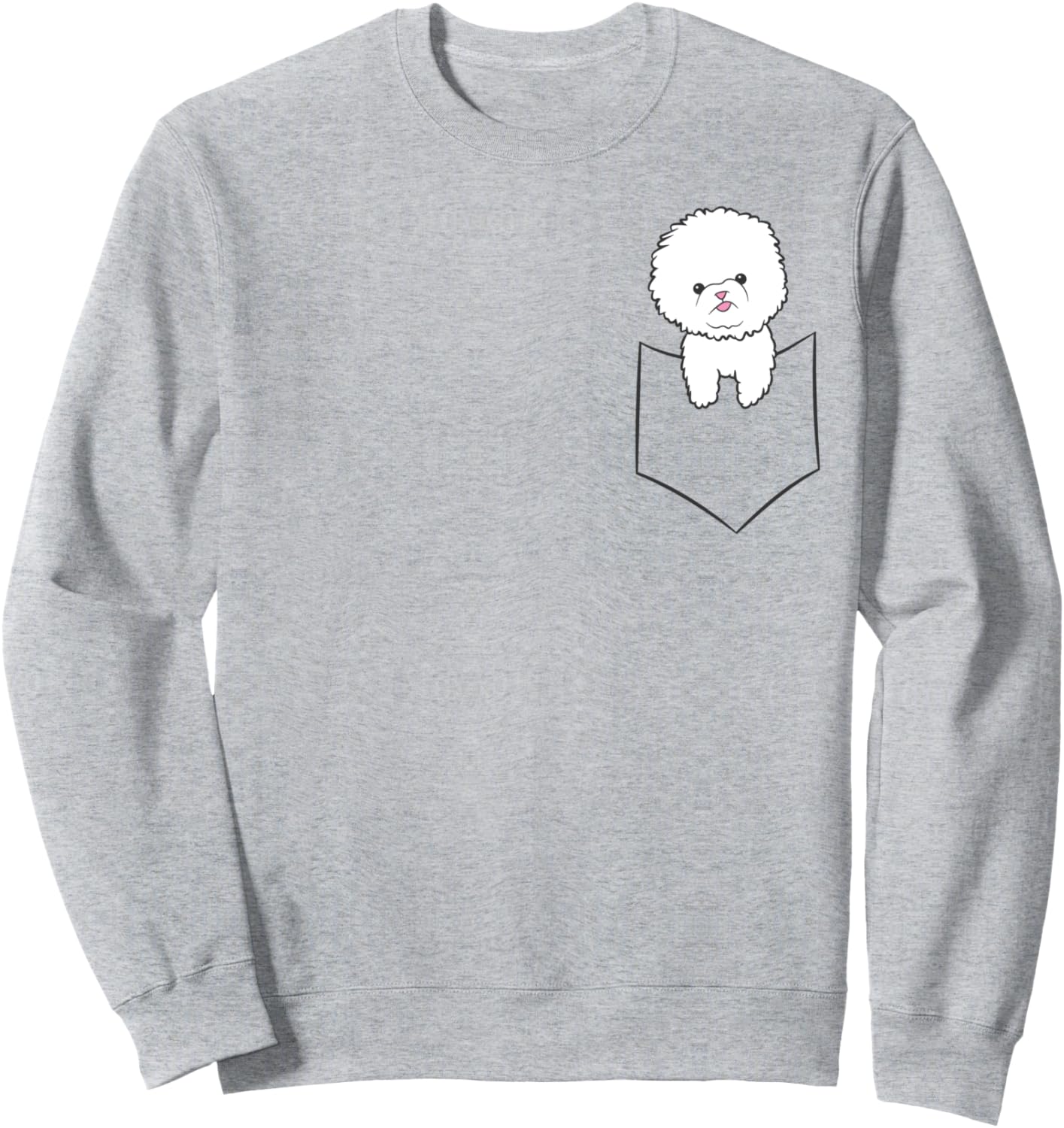 

Милая толстовка с изображением собачки бишон фризе в кармане, серая (серый меланж), размер S Funny Bichon Frise Dog