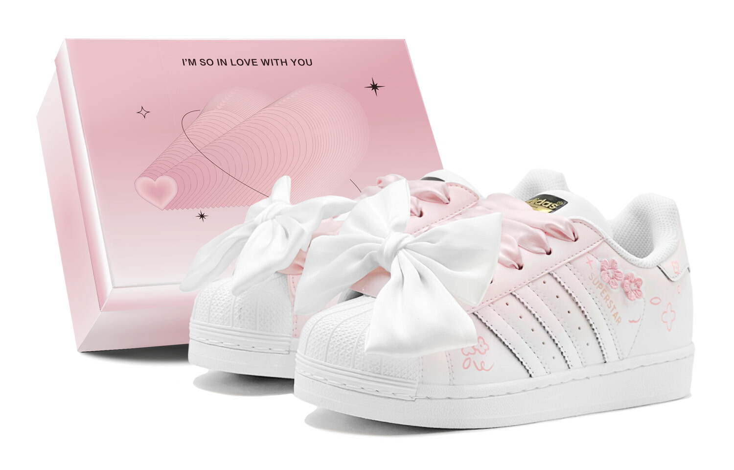 

Кроссовки для скейтбординга Superstar Unisex Low-Top White/Pink Adidas Originals