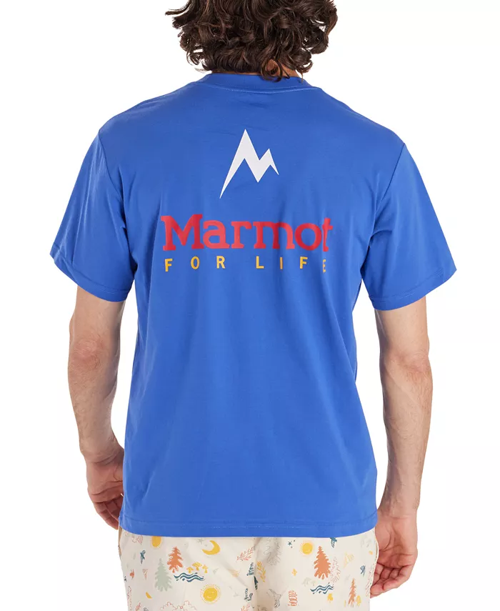 

Мужская футболка с принтом Marmot For Life, синий