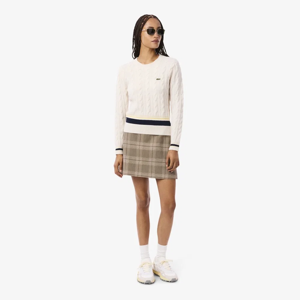 Юбка мини Lacoste в клетку, коричневый