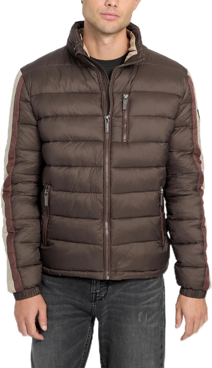 

Мужская куртка GUESS Klein Color Block Stripes, Dark Brown Earth