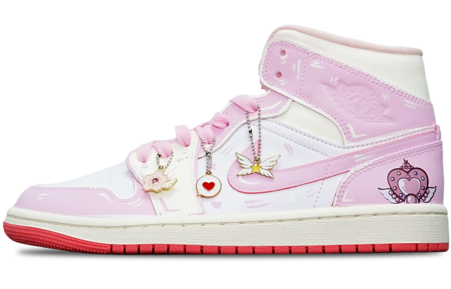 

Кроссовки Air JORDAN 1 Vintage Basketball Shoes Women's Mid-Top Beige Pink